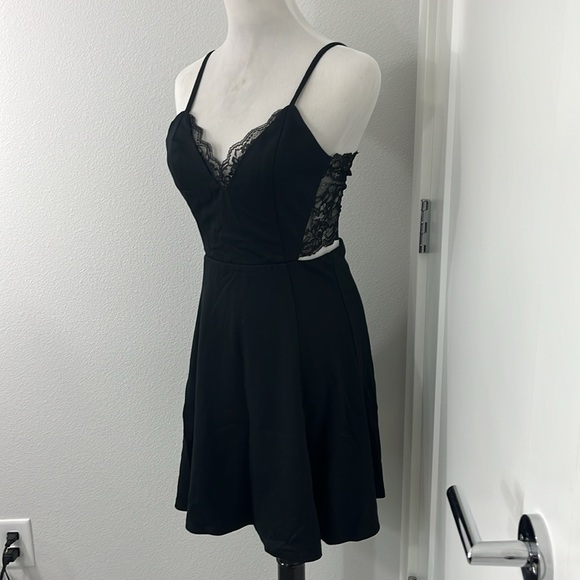 Lulu's Lush Small Black Perfect Evening Lace Skater Mini Dress - Picture 6 of 16